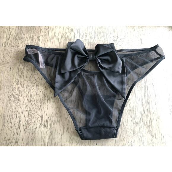 Victoria's Secret Black Mesh and Ribbon Bow Cheekini - M - Picture 4 of 5